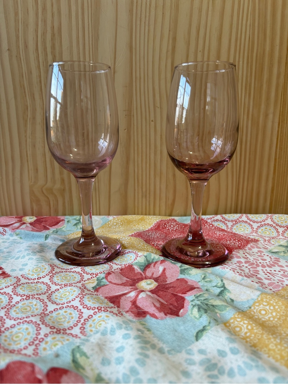 Libbey Pink Stem Wine Glasses - Pair